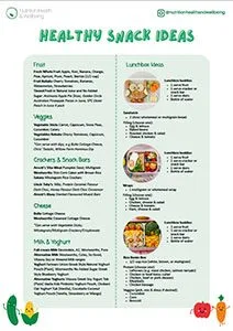 healthy snack ideaas menu