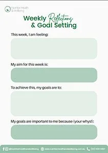 Preview of the free Weekly Reflections and Goal Setting worksheet